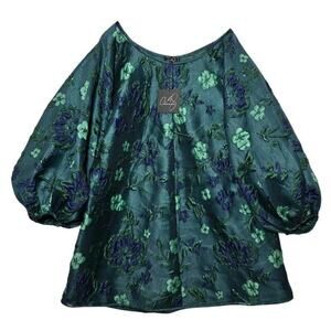 Arianne Elmy Good Luck Dress Monochrome Dark Green 3XL Floral Jacquard $395 USA